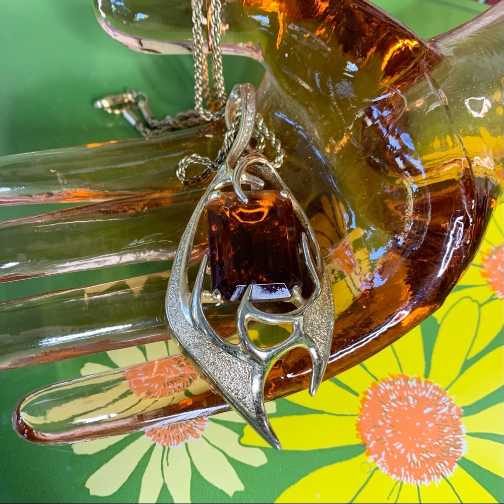 70s Amber Glass Pendant
